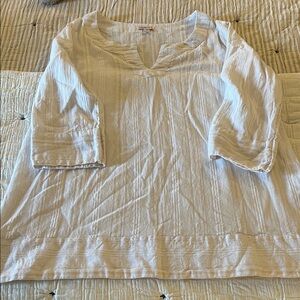 Merona XL White Striped Textured Tunic Top